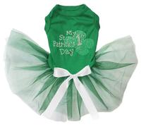 Petitebelle Rhinestone My 1st St Patrick's Day Puppy Dog Dress (verde/verde, XXL)