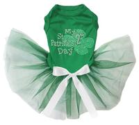 Petitebelle Rhinestone My 2nd St Patrick's Day Puppy Dog Dress (verde/verde, mediano)