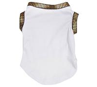 Petitebelle Ropa para cachorros vestido de perro liso dorado Chervon camiseta de algodón blanco (XL, blanco)