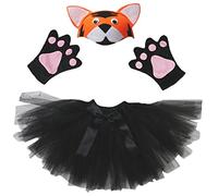 Petitebelle Sombrero del tigre Guantes de mujeres de la falda para adultos de 3 piezas de accesorios de vestuario Un tamaño naranja