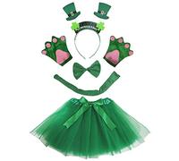 Petitebelle Sombrero diadema Bowtie Guantes de cola Tutu niños Disfraz de 5 piezas Un tamaño Verde