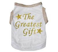 Petitebelle The Greatest Gift - Camisa para cachorro (blanco/dorado, talla XXXL)