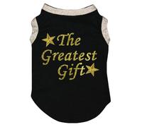 Petitebelle The Greatest Gift - Camisa para cachorro (negro/dorado, talla XS)