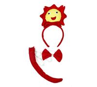 Petitebelle Traje de cola de 3 piezas en 3D diadema Bowtie Un tamaño 3d Solar Sol Rojo