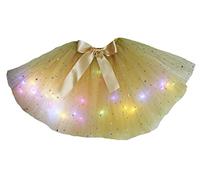 Petitebelle Tutú de tul con luces LED de color sólido con estrellas brillantes