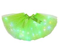 Petitebelle Tutú de tul para niña con luces LED de estrellas brillantes de un solo color, 1-5 años, lime green, 1-5 años