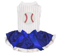 Petitebelle Vestido de béisbol para cachorro (rayas/azul blanco, XS)