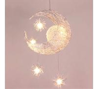 PETITES ECREVISSES Lámpara Colgante Luna y Estrellas Lámpara de Techo LED Moderno de aluminio con 5 bombillas Luz de Techo Lámpara Ø38cm para Dormitorio de Niños
