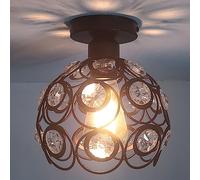 PETITES ECREVISSES Moderno Lámpara de techo de Cristal 20cm Plafón E27 Iluminación Dormitorio Sala de estar Baño Pasillo (Negro)