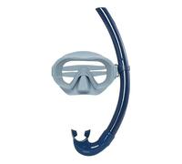 Petites Pommes Betty - Set de buceo infantil (6-14 años), de silicona de alta calidad, con máscara y tubo de esnórquel fácil de romper, ajuste suave, visión gran angular y bolsa de malla, color azul