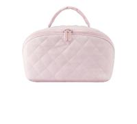 Petition Makeup Bag for Woman, Travel Makeup Bag All-in-One Waterproof Large Capacity, 6 Color Open Flat Toiletry Bag with Divider and Handle for Travels (Pink)