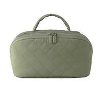 Petition Makeup Bag for Women, Puffy Padded Travel Makeup Organizer with Compartments for Toiletries & Brushes (Green)