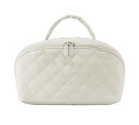 Petition Makeup Bag, Petition Makeup Bag for Woman, Wide Open Lay-Flat Water-Resistant Cosmetic Case (Beige)