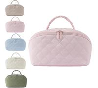 Petition Makeup Bag, Travel Makeup Bag for Woman with Compartment & Handle (Light Pink)