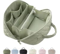 Petition Makeup Travel Bag-Open Flat Makeup Bag, 6 Color Large Capacity Compartment Makeup Bags for Toiletries & Brushes with Compartments (Green)