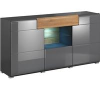 Petits meubles Aparador 3 puertas 1 cajón estratificado gris marrón