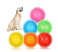 Petizer Paquete de 6 Pelotas Chirriantes de 6,5 cm para Perros - Juguete Espinoso para Masticar y Piscina, Goma TPR Flotante para Buscar, Limpieza de Dientes, Alivio del Aburrimiento - Razas Pequeñas