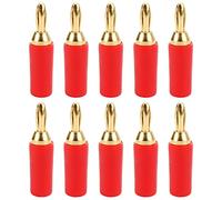 petjoyful 10 UNIDS J.10007 2.5mm Latón Conector Banana Chapado en Oro Conector Banana Enchufe de Prueba de Instrumento (Roja)