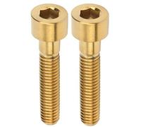 petjoyful 2 Piezas M6x30mm Pernos de Vástago de Manillar de Bicicleta Tornillos de Tapa de Auriculares de Bicicleta de Carretera de Montaña (Oro)