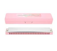 petjoyful Armónica de órgano bucal profesional Arpa diatónica Llave C Placa de cubierta de acero inoxidable 24 orificios (Rosa)