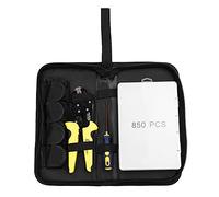 petjoyful Herramienta de engarzado de terminales de alambre Kit de engarzado de trinquete con aislamiento de mandíbula intercambiable con 850 piezas 0,5-6,0 mm² Embalaje de bolsa