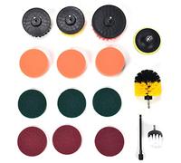 petjoyful Juego de 16 Piezas de Accesorios para Brochas de Taladro Almohadillas de Fregado Cepillo de Limpieza de Esponja para Limpieza de Paredes Eliminación de Polvo de Pisos