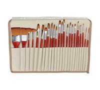 petjoyful Juego de 24 pinceles para pintar, pelo de nailon, mango de madera, acuarela, acrílico, suministros de arte al óleo