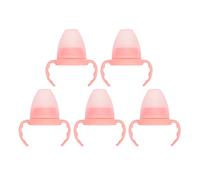 petjoyful Juego de 5 manijas de tapa de cúpula para biberón infantil de PP, accesorio de repuesto para botella de leche de cuello ancho, color rosa