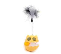 petjoyful Juguete para Gatos tambaleante con Bola de Menta incorporada, Alivia el aburrimiento, Interesante Juguete Interactivo para Gatos con Plumas para Gatitos (Amarillo limón)