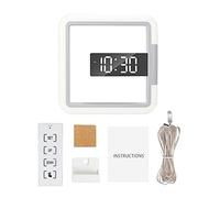 petjoyful Reloj de Pared con Espejo Cuadrado RGB Reloj LED Hueco Reloj montado en la Pared Reloj Despertador Digital Posponer Detección de Temperatura 7 Colores Luz RGB con