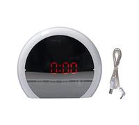 petjoyful Reloj Digital con Espejo LED con iluminación de 7 Colores, Despertador con repetición, visualización de Temperatura, Fecha y Hora (Palabras Rojas)