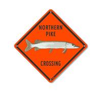 PetKa Signs and Graphics PKAC-1090-NP_10x10 - Letrero de plástico "Northern Pike Crossing", 25,4 x 25,4 cm, color naranja