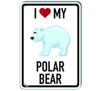 PetKa Signs and Graphics PKAS-0056-NA_"I Love My Polar Bear" - Cartel de aluminio, 10 x 14 pulgadas, diseño de oso polar de dibujos animados