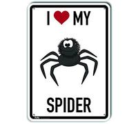 PetKa Signs and Graphics PKAS-0074-NA_I Love My Spider" Señal de aluminio, 10 x 14 pulgadas, diseño de araña de dibujos animados