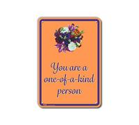 PetKa Signs and Graphics PKFW-0117-NA_10 x 14 "You are a one-of-a-Kind Person" Señal de aluminio, 25,4 x 35,5 cm, flores rosas sobre amarillo