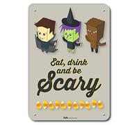 PetKa Signs and Graphics PKHW-0008-NA_10x14 "Eat, Drink And Be Scary" Señal de aluminio, 25,4 x 35,5 cm, Candy Kids Grey