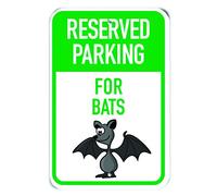 PetKa Signs and Graphics PKRP-0087-RA_"Reserved Parking for Bats" - Cartel de aluminio, 12 x 18 pulgadas, diseño de murciélago de dibujos animados