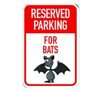 PetKa Signs and Graphics PKRP-0088-RA_"Reserved Parking for Bats" - Cartel de aluminio, 12 x 18 pulgadas, diseño de murciélago de dibujos animados