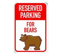 PetKa Signs and Graphics PKRP-0090-NA_"Reserved Parking for Bears" - Cartel de aluminio, 30,5 x 45,7 cm, diseño de oso de dibujos animados