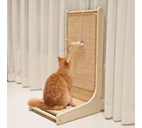 PETKARAY Rascador para gatos, almohadilla de sisal para gatos, tabla de rascar en forma de L para gatitos interiores, rascador montado en el suelo con ratón de juguete hierba gatera