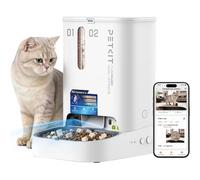 PETKIT Nuevo Comedero Gato Automatico con Cámara, Reconocimiento de Varios Gatos, 2.4G & 5GHz WiFi, Doble Tolva 5L Dispensador Comida Gatos/Perros, 1080P HD, Función AI, Cuenco de Acero Inoxidable