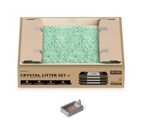 PETKIT Set de Arena Cristalina para Gatos, para PUROBOT Crystal Duo Arenero Gatos Autolimpiable, Recogida Dual de Residuos, Bandeja Reemplazable, Control de Olores, 4 Piezas, Verde