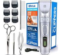 PetLab - Kit profesional de aseo para perros, para razas pequeñas, medianas y grandes, de bajo ruido, recargable, sin cables, cortaúñas eléctrico para mascotas, para perros y gatos, set de cortapelo