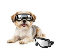 PETLESO Gafas para perros pequeños, antiUV, resistentes al viento, gafas de moto con banda elástica ajustable, gafas de sol para perros de raza pequeña, plata, S
