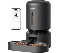 PETLIBRO 5G y 2.4G Wi-FI - Dispensador automático de croquetas para 2 Gatos, Triple conservación con Cuenco de Acero Inoxidable y Tapa, dispensador automático con aplicación, 5 L, Negro