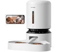 PETLIBRO 5G y 2.4G WiFi Comedero Gato Automatico con Cámara, 5L Doble Cuencos 1080P HD Dispensador Comida Gatos/Perros, App Control, Baterías y Cableado Eléctrico, Cuenco de Acero Inoxidable, Blanco