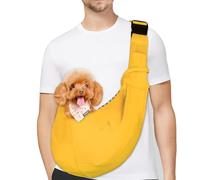 PetLoft Transportin Perro Pequeño,Bolso Bandolera para Perro,Ajustable Bolsa de Hombro Cruzada para Perro con Gancho de Collar para Perros/Gatos/Conejos de hasta 11 Libras,Amarillo