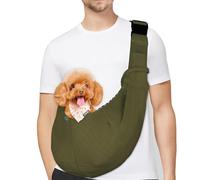 PetLoft Transportin Perro Pequeño,Bolso Bandolera para Perro,Ajustable Bolsa de Hombro Cruzada para Perro con Gancho de Collar para Perros/Gatos/Conejos de hasta 11 Libras,Verde Militar