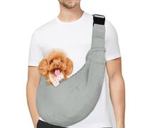 PetLoft Transportin Perro Pequeño,Bolso Bandolera para Perro,Ajustable Bolsa de Hombro Cruzada para Perro con Gancho de Collar para Perros/Gatos/Conejos de hasta 11 Libras,Gris Claro