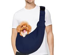 PetLoft Transportin Perro Pequeño,Bolso Bandolera para Perro,Ajustable Bolsa de Hombro Cruzada para Perro con Gancho de Collar para Perros/Gatos/Conejos de hasta 11 Libras,Azul